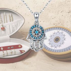 925 Sterling Silver Trendy Fatima's Guarding Hand Pendant Hamsa Lucky Necklaces for Women Fine Jewelry Gift