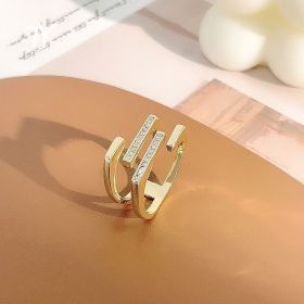 Design Geometric Parallel Cross Gold Color Metal Rings For Womans Neo Gothic Girls Fashion Accessories Wedding Unusual Jewelry