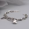 European And American Style Personality Retro Asymmetric Love Bracelet Female Ring Buckle Lettering Square Card Simple Fashion Thai Silver Hand Jewelr