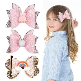 Easter Bunny Hair Bow Clips Easter Rabbit Hair Clips Glitter Leather Bow Hair
