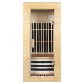 Sauna Backrest,S-Shape Canadian Natural Wood Hemlock Sauna Chair with Back, Non-Toxic Sauna Accessories Bench