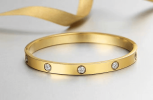 Gold Bracelets For Women 14K Gold Plated Friendship Love Bangle Bracelets Cubic Zirconia Stainless Steel Bracelet Jewelry Christmas Valentines Graduat