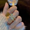 Design Geometric Parallel Cross Gold Color Metal Rings For Womans Neo Gothic Girls Fashion Accessories Wedding Unusual Jewelry