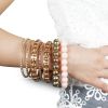 7-Piece Retro Burnished Gold Inlaid Rhinestones Bangle Bracelet Set