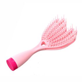 1pc Massage Hair Comb - Elastic Scalp Massage Comb, Wet Dry Dual Purpose Comb, Hollow Out Hair Brush - Haircare Heatless Tool For Women And Men (Color: PINK)