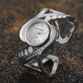 Women's bracelet watch creative modeling luxury leisure watch fancy women's watch jewelry (Color: White)