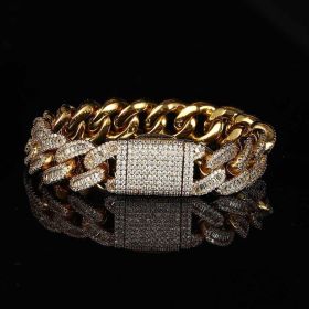 Fashion Brand Personality Men's Hip Hop Bracelet (Color: Gold, size: 7inches)