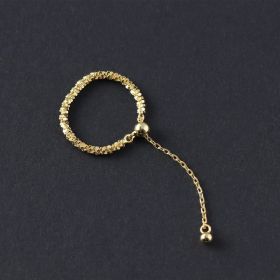 S925 Sterling Silver Full Star Cauliflower Pull Adjustable Ring (Color: Gold, size: Pull adjustable)