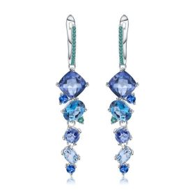 S925 Sterling Silver Natural Color Treasure Necklace Pendant (Color: Natural Topaz Crystal Earring)