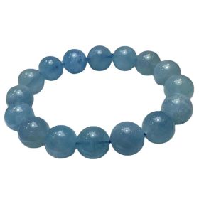Natural Aquamarine Single-loop Beaded Bracelet (Color: Blue, size: 9.5to10.5cm)