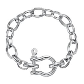 18K Titanium Steel European And American Design U-shaped Lock O Chain (Color: Silver)