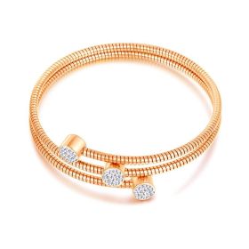 Stainless Steel Double Layer Bracelet (Color: Rose Gold)