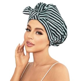 Shower Cap Luxury Shower Caps for Women Reusable Waterproof Hair Cap for Shower (Color: BLACK)