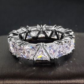 Huitan Fashion Contracted Triangular CZ Crystal Ring for Women Good Quality Versatile Design Party Wedding Luxury Jewelry Anillo (Ring Size: 8, Main Stone Color: F890)