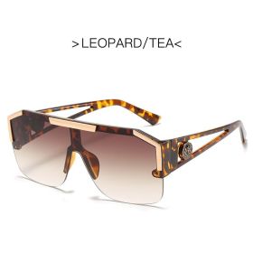 New Luxury Oversized Men Sunglasses Brand Designer Sun Glasses For Women Fashion Gradient Square Shades (Frame Color: AS Picture, Lenses Color: Leopard Tea)