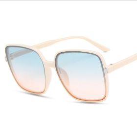 Fashion Square Sunglasses Woman Retro Vintage Gradient Sun Glasses Female Clear Lens Black White Designer Oculos De Sol UV400 (Frame Color: AS Picture, Lenses Color: White)