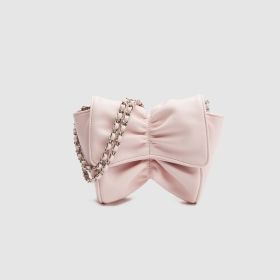 2022 Fashion Designer Women Shoulder Bags Cute Lovely Crossbody Bags Metal Chain Ladies Handbags Bow Pleated Females New Summer (Color: PINK, size: 15xx6x19cm)