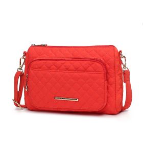 MKF Collection Rosalie Solid Quilted Cotton Women Shoulder Bag by Mia K (Material: Cotton, Color: Orange)