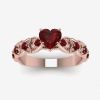 Shiny Red Heart Shape Zircon Promise Ring Sweet Wedding Band Engagement / Valentines Day Gift Jewelry