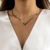 Stainless Steel V-shaped Women's Neck Necklace, Luxury And High-end V-neck Flat Collarbone Chain For Girls