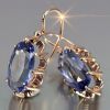 18K Gold Plated Chic Bridal Wedding Dangle Earrings Oval Faux Gemstone Earrings Women's Jewelry Gifts