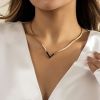 Stainless Steel V-shaped Women's Neck Necklace, Luxury And High-end V-neck Flat Collarbone Chain For Girls