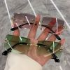 Vintage Fashion 2021 New Sunglasses Rimless Frameless Rectangle Shades Gradient UV400 Summer Traveling Sun Glasses for Women