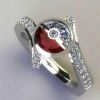 Exquisite Red Zircon Wedding Ring - Silver Plated Hand Jewelry for Women Girls