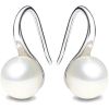 925 Sterling Silver Hoop Handpicked AAA+ Quality 7.5-8mm White Freshwater Cultured Pearl Dangle Drop Earrings Jewelry for Women Girls