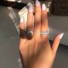 Exquisite Bridal Wedding Silver Rings for Women White Crystal Princess Engagement Diamond Ring