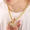 Hip Hop Diamond King Letter Pendant Necklace Cuban Chain Men Rapper Jewelry Accessories