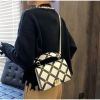 Leather Bags Women New 2022 Square Shoulder Bags Classic Black And White Plaid Messenger Bags Checkerboard Fashion Metal Rivet